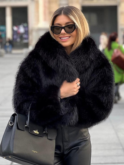 Women’s Winter Plush Coat Thick Fluffy Lapel Jacket