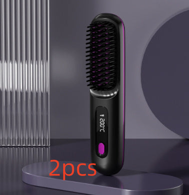 2-in-1 Wireless Hair Straightener & Comb – Fast Heating USB Brush