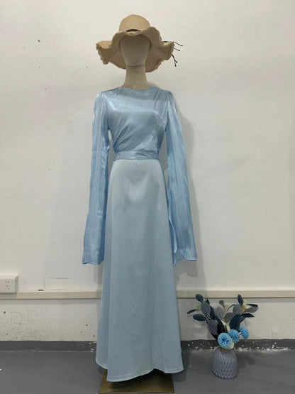 Women’s Elegant Summer Chiffon & Satin Maxi Dress