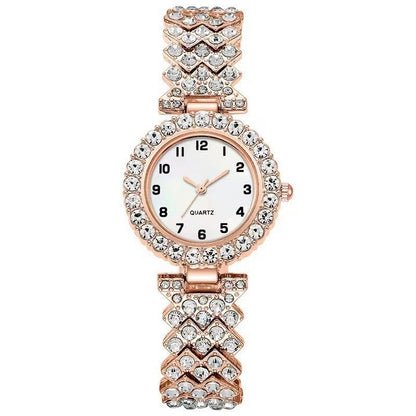 Luxury Women’s Silver Watch & Bracelet Set – Elegant Quartz Wristwatch Jewelry Gift Set for Ladies