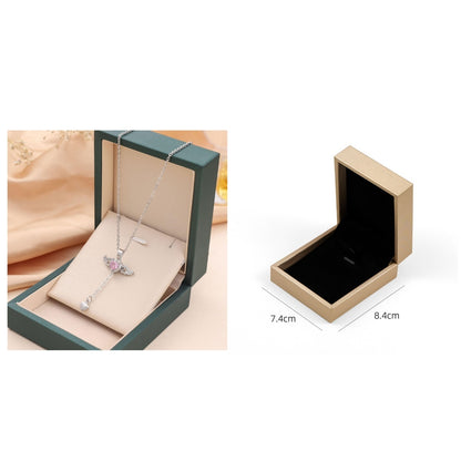 Moving Cupid Heart Angel Wings Tassel Necklace With Crystal Clavicle Chain Women Jewelry Gift Valentine's Day