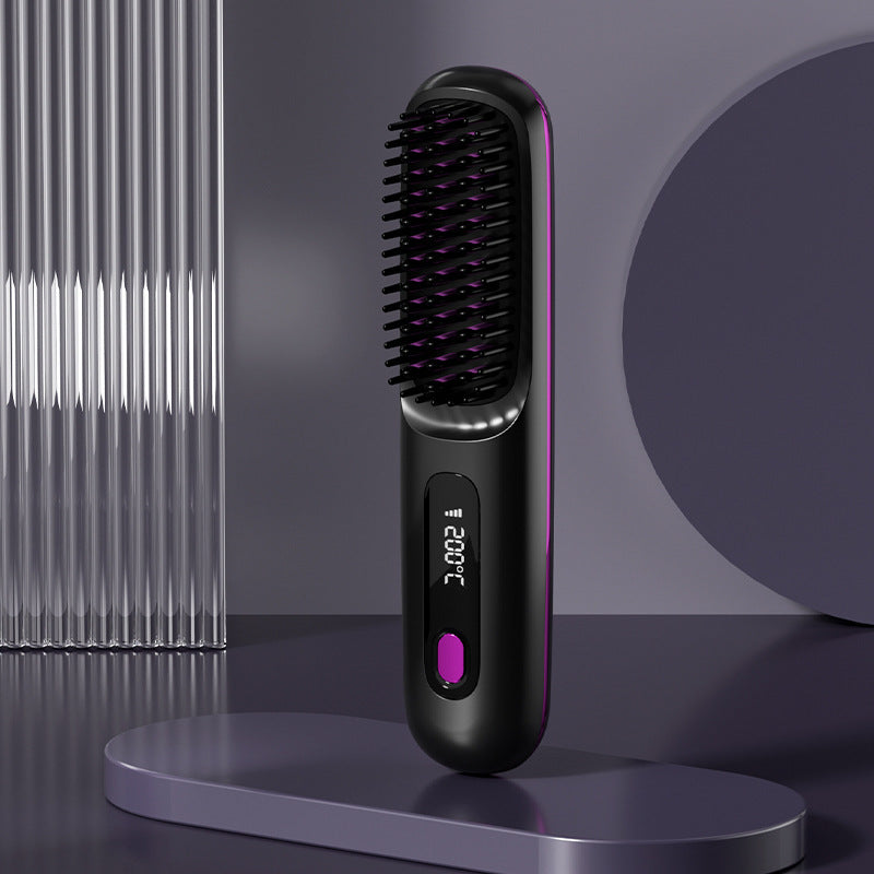 2-in-1 Wireless Hair Straightener & Comb – Fast Heating USB Brush