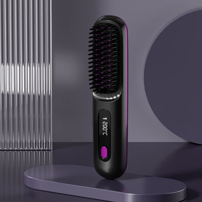 2-in-1 Wireless Hair Straightener & Comb – Fast Heating USB Brush
