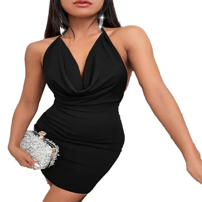 Women’s Summer Deep V-Neck Backless Halter Dress