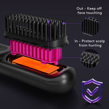 2-in-1 Wireless Hair Straightener & Comb – Fast Heating USB Brush