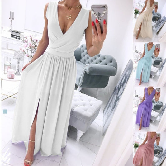 Women’s Sleeveless V-Neck Maxi Dress