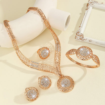 Exaggerated Rhinestone-encrusted Jewelry Four-piece Set