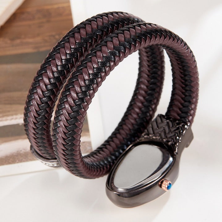 Snake Leather Strap Women’s Watch Fashion Quartz Diamond Wristwatch