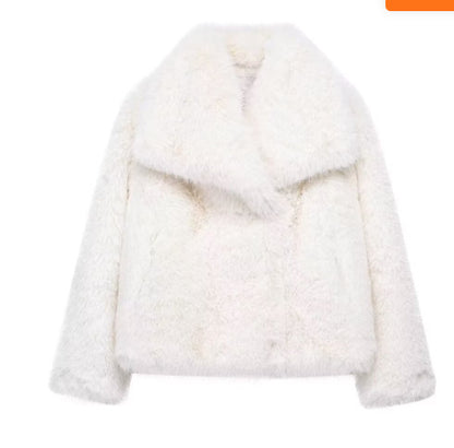Women’s Winter Plush Coat Thick Fluffy Lapel Jacket
