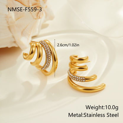 Women Ins High-end Diamond Studded Stainless Steel Earrings