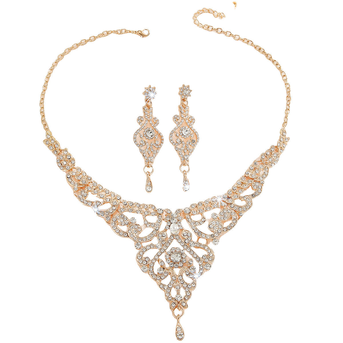Women Hollow Necklace And Earrings Suite Jewelry Sets