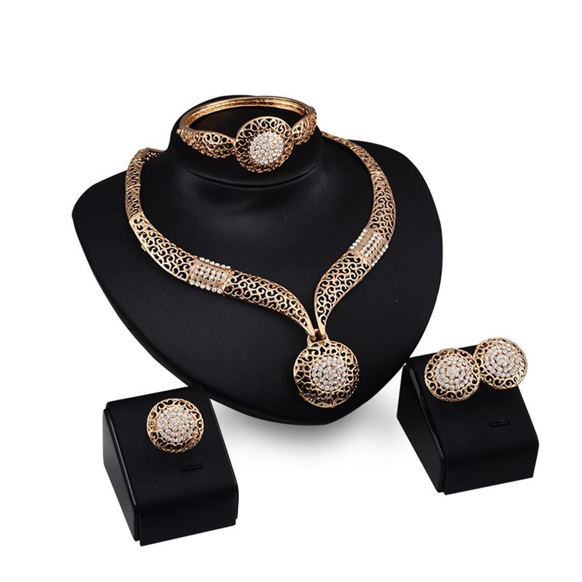 Exaggerated Rhinestone-encrusted Jewelry Four-piece Set