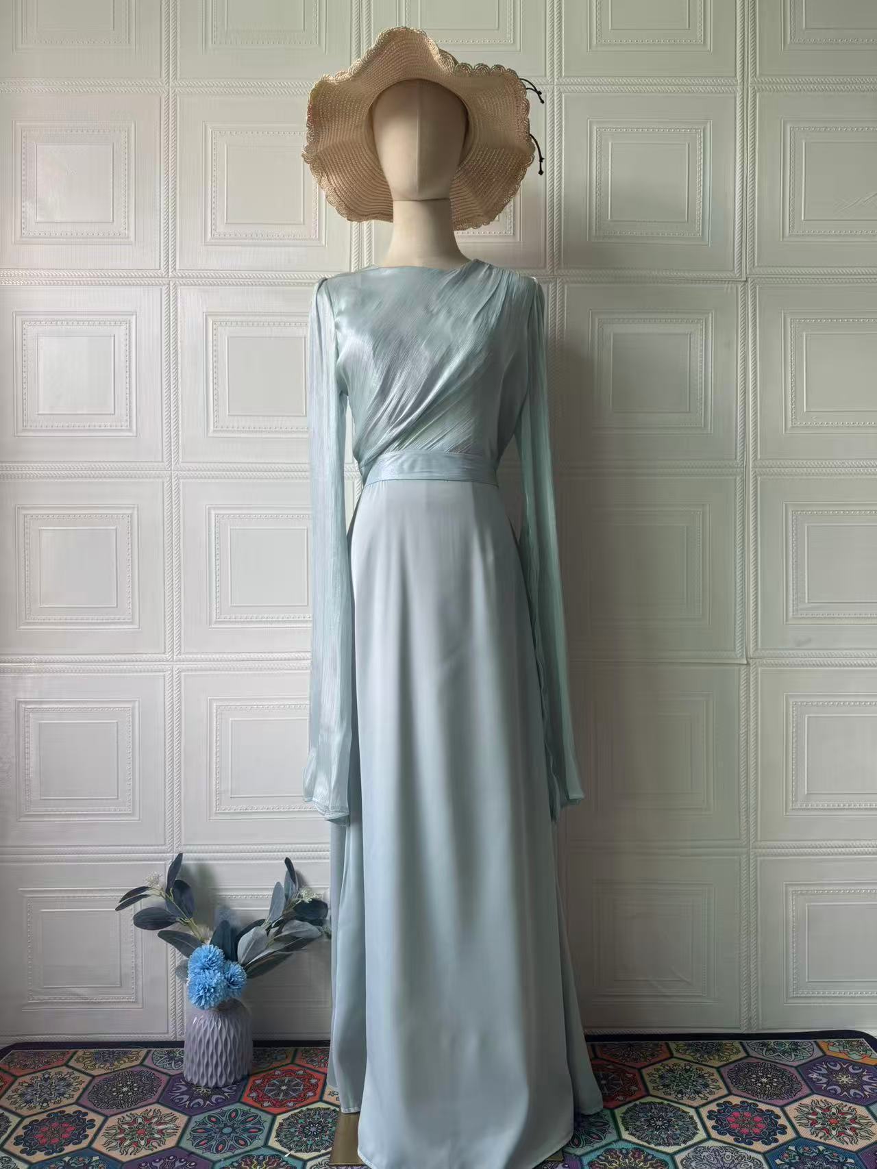 Women’s Elegant Summer Chiffon & Satin Maxi Dress