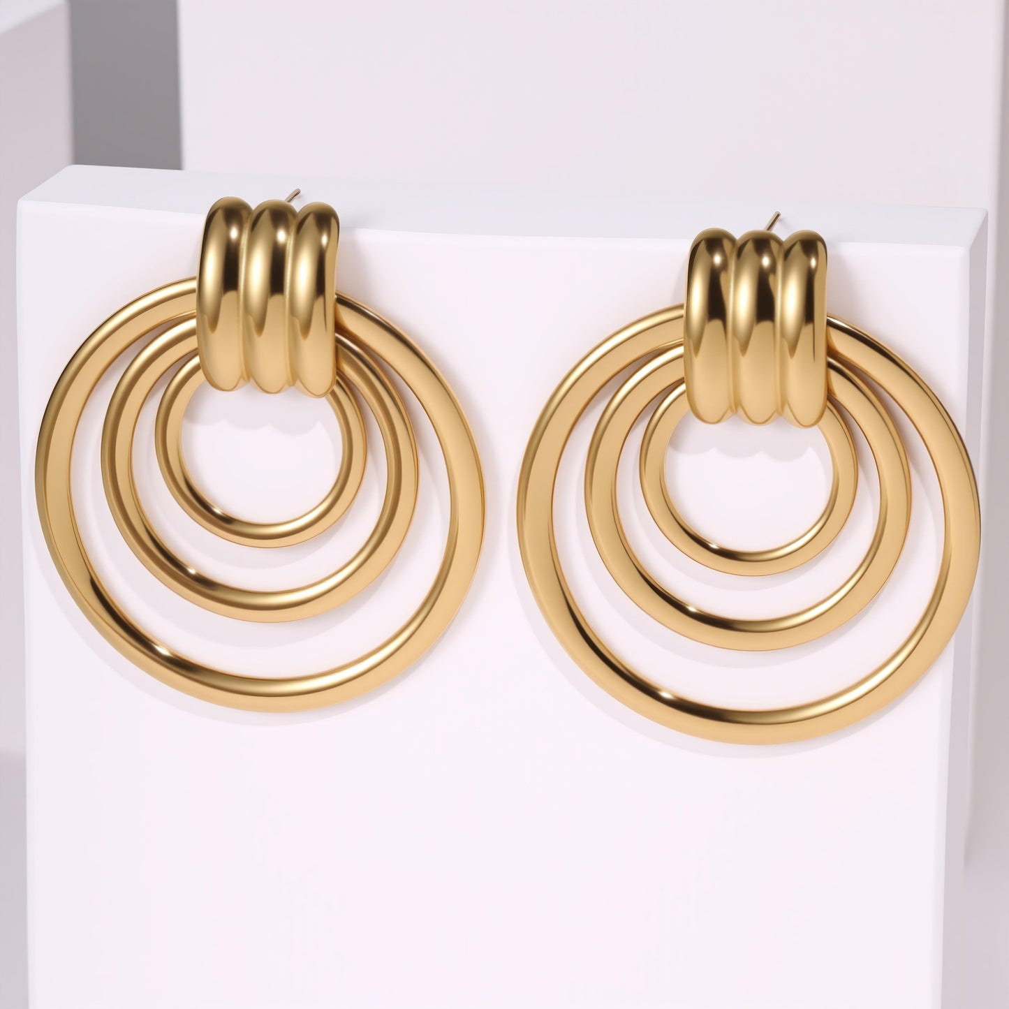 Minimalist 18K Gold Geometric Earrings – Durable Stainless Steel Design