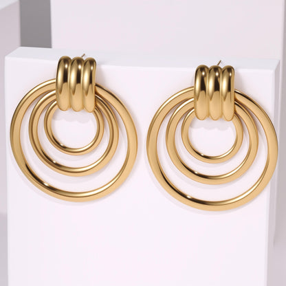 Minimalist 18K Gold Geometric Earrings – Durable Stainless Steel Design