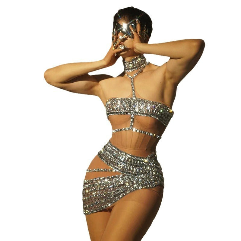 Women’s Rhinestone Tube Top Vest