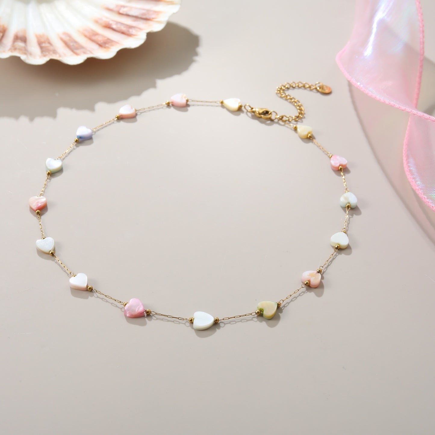 uroraLove INS Fashion Colorful Heart Necklace