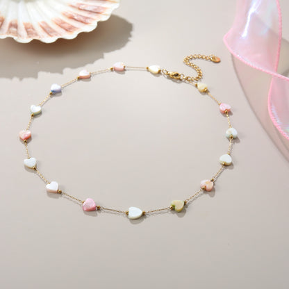 uroraLove INS Fashion Colorful Heart Necklace