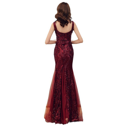 Women’s Fishtail Sequined Sling Evening Dress