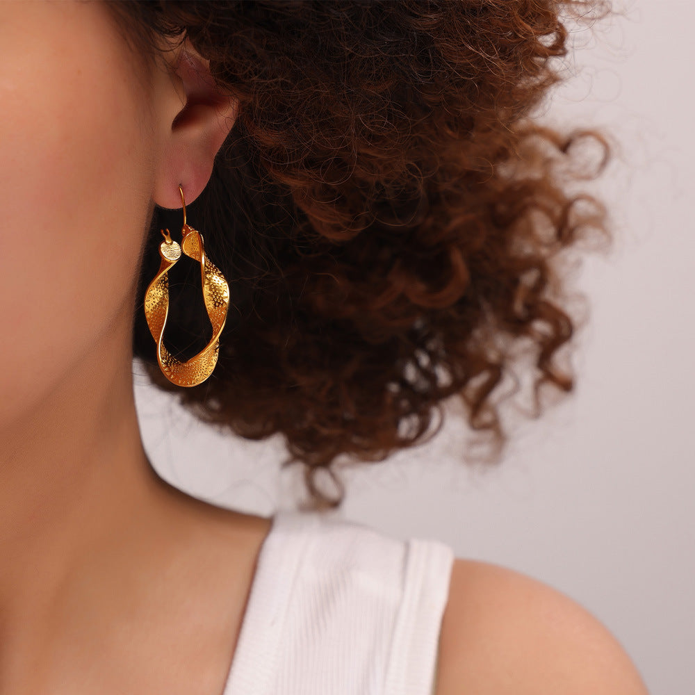 UrbanTwist Titanium Steel U-Shaped Textured Earrings