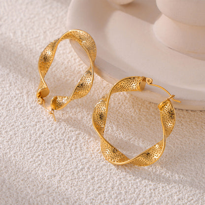 UrbanTwist Titanium Steel U-Shaped Textured Earrings