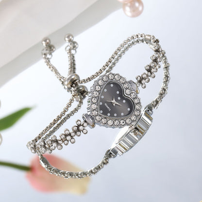 Women Flower Chain Diamond-embedded Love Elegant All-match Watch
