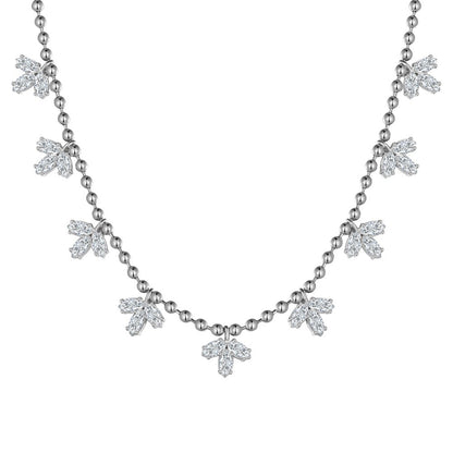 Women's Fashion Horse Eye Stone Maple Leaf Necklace