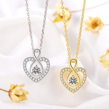 S925 Sterling Silver Round Diamond Simple Bubble Love Necklace