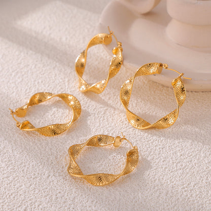 UrbanTwist Titanium Steel U-Shaped Textured Earrings