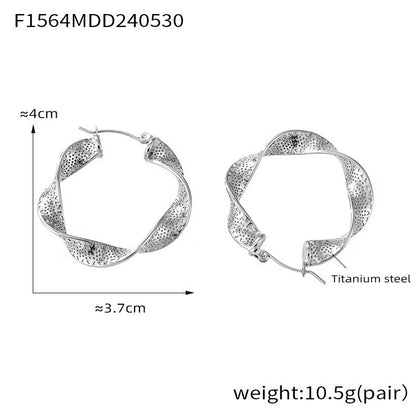 UrbanTwist Titanium Steel U-Shaped Textured Earrings