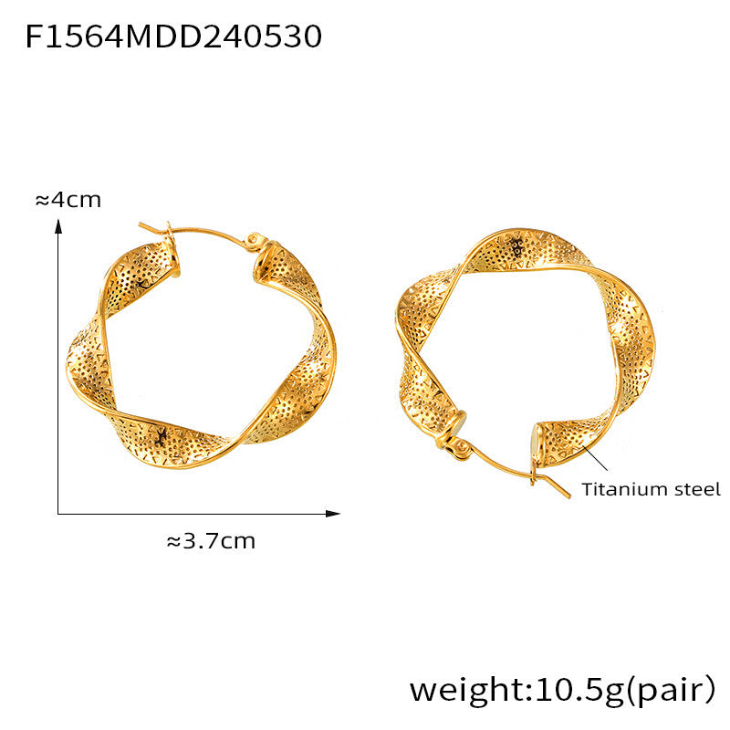 UrbanTwist Titanium Steel U-Shaped Textured Earrings