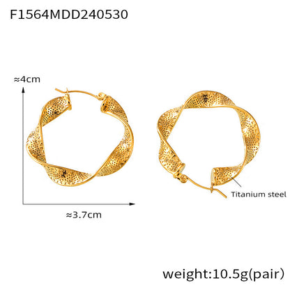 UrbanTwist Titanium Steel U-Shaped Textured Earrings