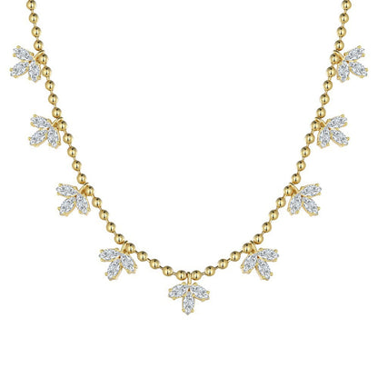 Women's Fashion Horse Eye Stone Maple Leaf Necklace