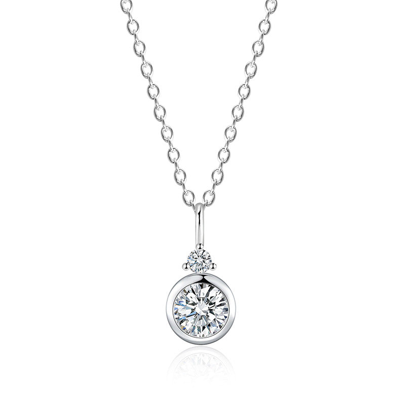 S925 Sterling Silver Round Diamond Simple Bubble Love Necklace