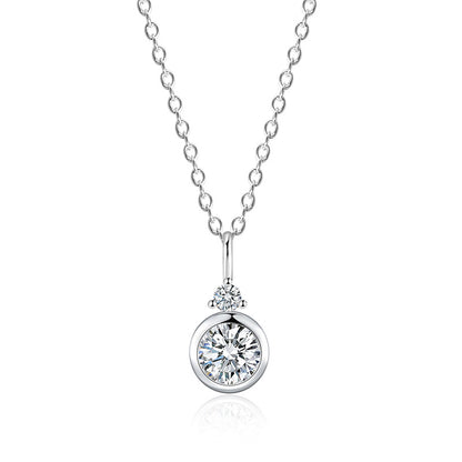 S925 Sterling Silver Round Diamond Simple Bubble Love Necklace