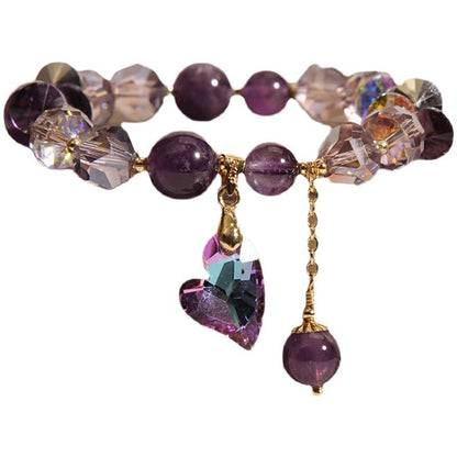 Women’s Purple Heart Amethyst Bracelet – Fashion Elegant Crystal Jewelry