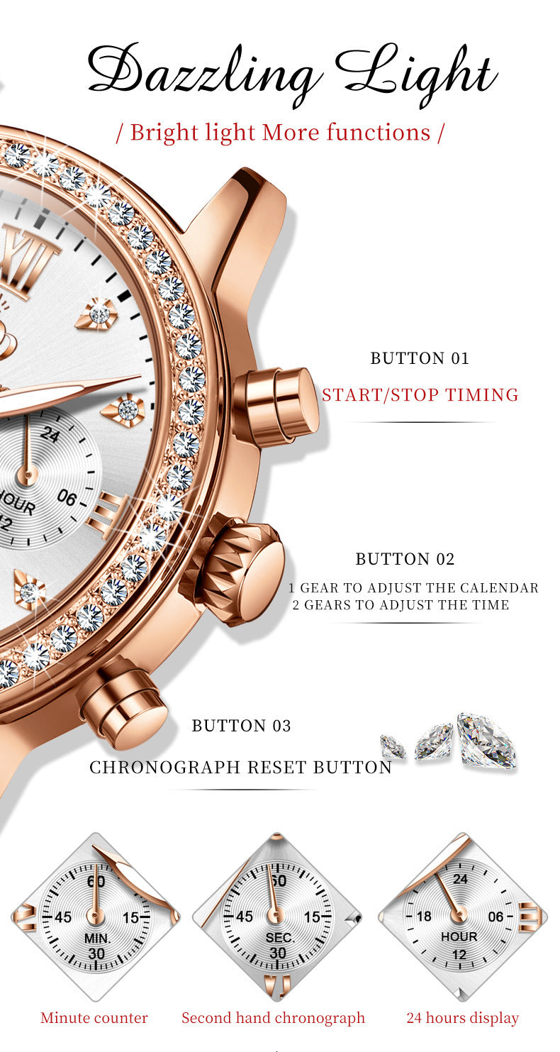 Women Simple Rhinestone Quartz Watch Waterproof Watch