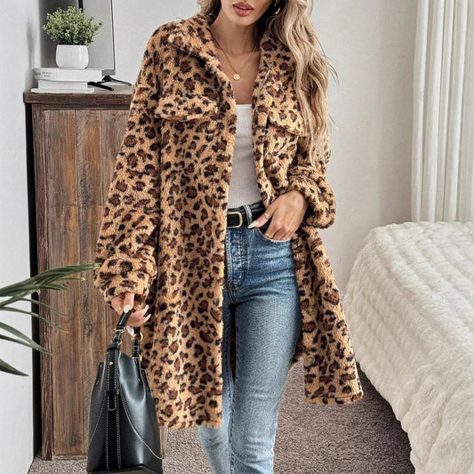 Women's Double-Sided Plush Long Cardigan – Cozy Casual Coat for Fall & Winter