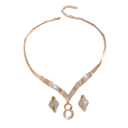 Zinc Alloy Necklace And Earrings Suite Women