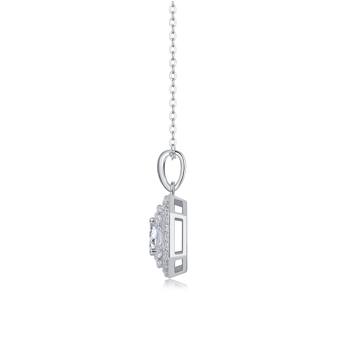 1ct Moissan Diamond Silver Pendant – Platinum Plated