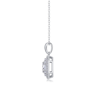 1ct Moissan Diamond Silver Pendant – Platinum Plated