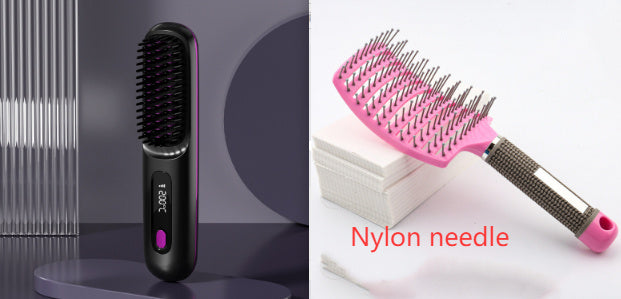 2-in-1 Wireless Hair Straightener & Comb – Fast Heating USB Brush