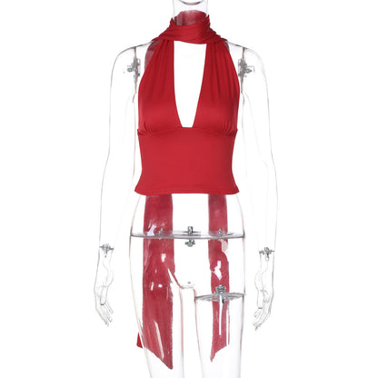 Women’s Y2K Deep V-Neck Halter Top