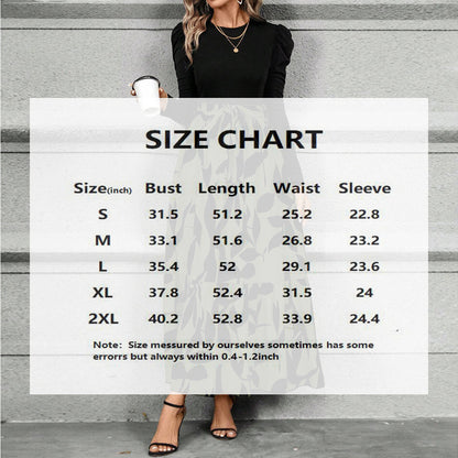 Women’s Round Neck Patchwork Pleated Maxi Dress