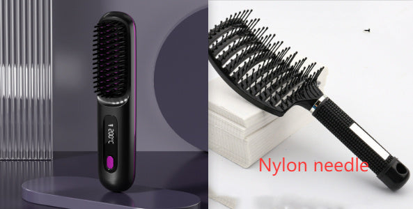 2-in-1 Wireless Hair Straightener & Comb – Fast Heating USB Brush