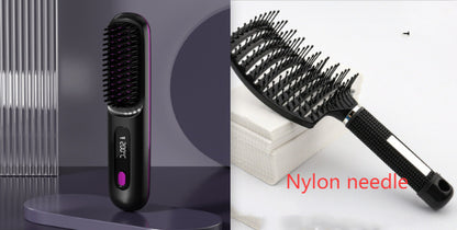 2-in-1 Wireless Hair Straightener & Comb – Fast Heating USB Brush