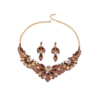 High Profile And Generous Crystal Necklace And Earrings Suite