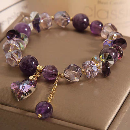 Women’s Purple Heart Amethyst Bracelet – Fashion Elegant Crystal Jewelry