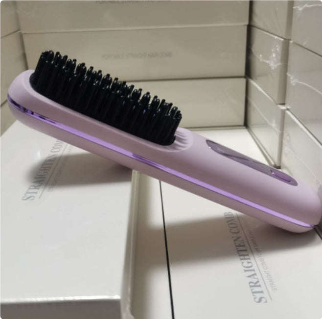 2-in-1 Wireless Hair Straightener & Comb – Fast Heating USB Brush
