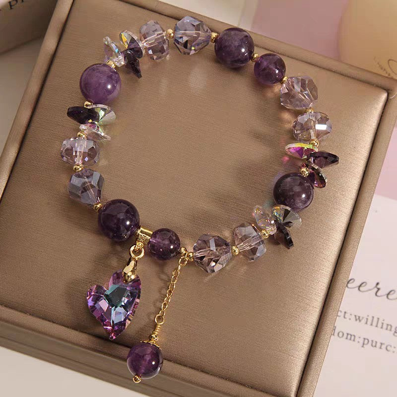 Women’s Purple Heart Amethyst Bracelet – Fashion Elegant Crystal Jewelry